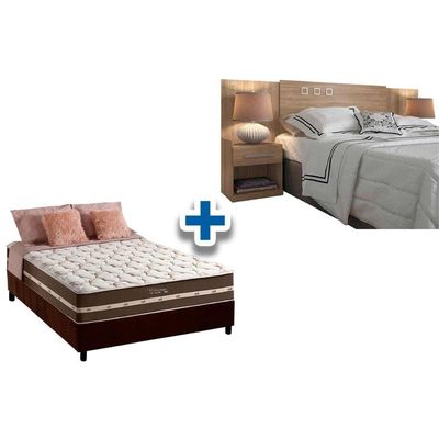 Cama Box Casal CRC + Colchão Molas Classic  + Cabeceira Plus Atacama