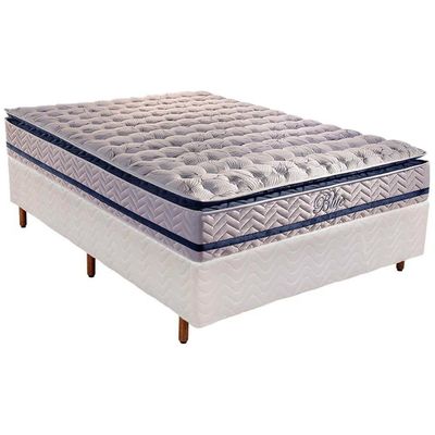 Cama Box Casal: Colchão Molas Ensacadas Paropas MasterPocket  Blue + Base CRC Rústico White(138x188)
