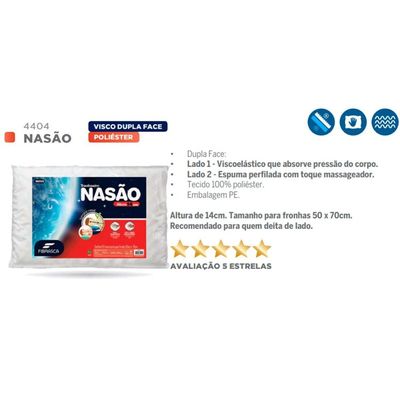 Travesseiro Viscoelástico Nasão Dupla Face Massageador p/Fronha (50x70) - Fibrasca