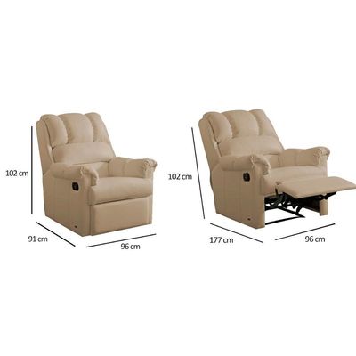 Poltrona Reclinável p/ Sala  Vermont Classic Zero Wall Giro e Balanço Courano Marrom - Probel
