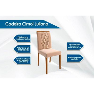 Kit 6 Cadeiras Sala Jantar Juliana  6 Un Madeira/Suede Joli - Cimol