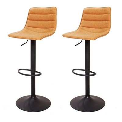 2 Banquetas Estofadas Com Encosto Alto Preto Vintage