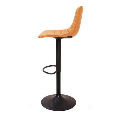 Banqueta Alta Estofada Com Encosto Alto Caramelo Vintage