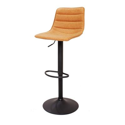 Banqueta Alta Estofada Com Encosto Alto Caramelo Vintage