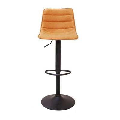 Banqueta Alta Estofada Com Encosto Alto Caramelo Vintage