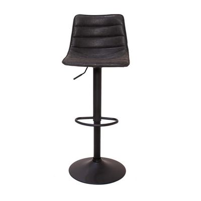 2 Banquetas Estofadas Com Encosto Alto Preto Vintage