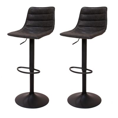 2 Banquetas Estofadas Com Encosto Alto Preto Vintage