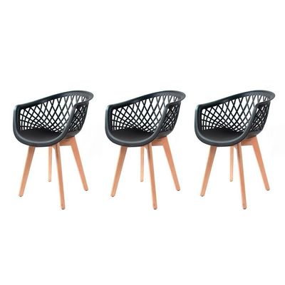 3 Cadeiras Com Encosto Para Mesa De Jantar Cozinha Preta