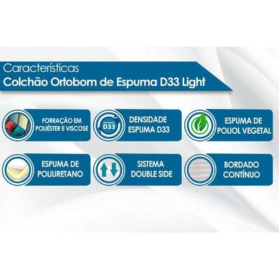 Colchão Solteiro Espuma D33  Light Saúde (88x188x17) - Ortobom
