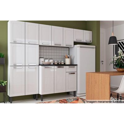 Gabinete de Cozinha Modulado Balcão Múltipla 6112 3 Portas 1 Gaveta c/ Tampo Branco - Bertolini