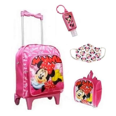 Kit Mochila Escolar Minnie Mouse Com 4 Itens