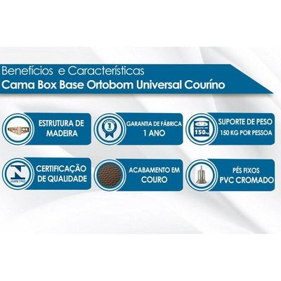 Cama Box Base Solteiro Universal Courano Brown (88x188x20) - Ortobom