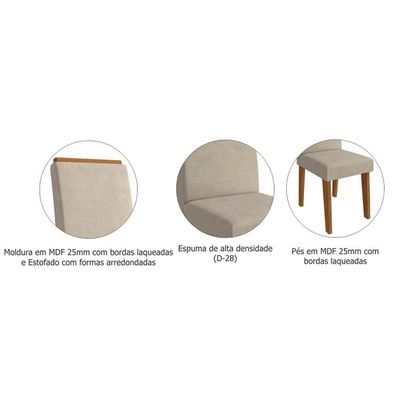 Cadeira Sala de Jantar Milena Kit 4 Un Marrocos/Suede Bege - Cimol