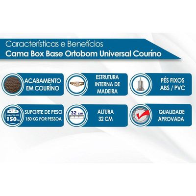 Cama Box Base Casal Universal Courano Clean (138x188x20) - Ortobom