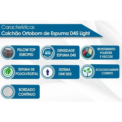 Colchão Solteiro Espuma D45  Light (78x188x14) - Ortobom