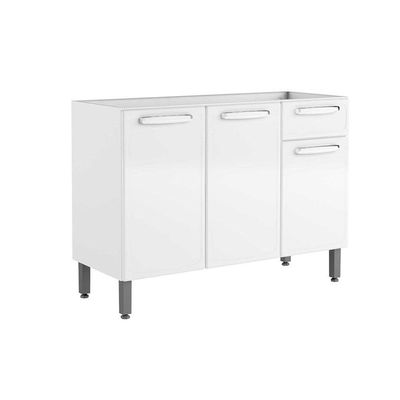 Balcão de Cozinha  Evidence 7022 3 Portas e 1 Gaveta s/ Tampo 120cm Branco - Bertolini