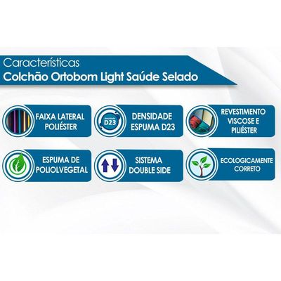 Colchão Solteiro Espuma D23  Light Saúde Liso (78x188x12) - Ortobom
