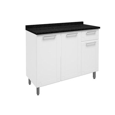 Balcão de Cozinha  Múltipla 6112 3 Portas 1 Gaveta c/ Tampo 105cm Branco - Bertolini