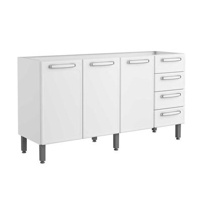 Balcão de Cozinha  Evidence 7028 3 Portas e 4 Gavetas s/ Tampo 160cm Branco - Bertolini
