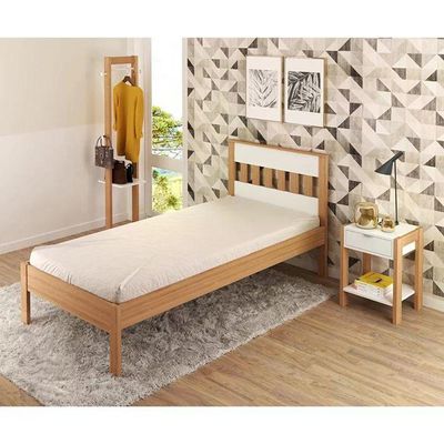 Quarto Solteiro 3 Peças Cm8006 Az1016 Az1019 Qt4 Amendoa Branco Tecno Mobili Amendoa Branco