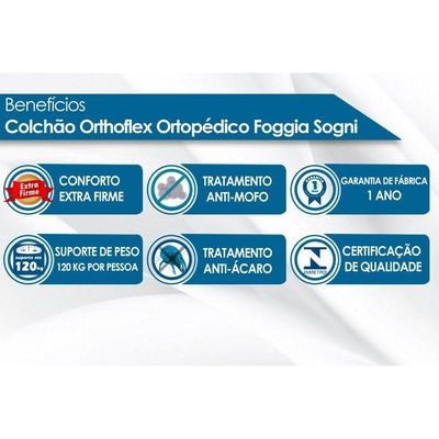 Colchão Casal Ortopédico Wood Foggia Sogni Unic Face Euro Pillow (138x188x26) - Orthoflex