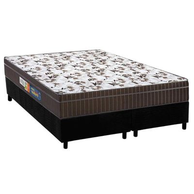 Cama Box Queen: Colchão Anatômico Polar D28/EP  Orthoface Firme + Base CRC Suede Black(158x198)