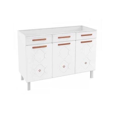 Balcão de Cozinha  Mirage New 3 Portas e 3 Gavetas c/ Tampo 120cm Branco - Telasul