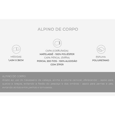 Travesseiro Espuma Alpino Anatômica AL1001 Capa Algodão 200 fios c/ zíper (142x35) - Duoflex