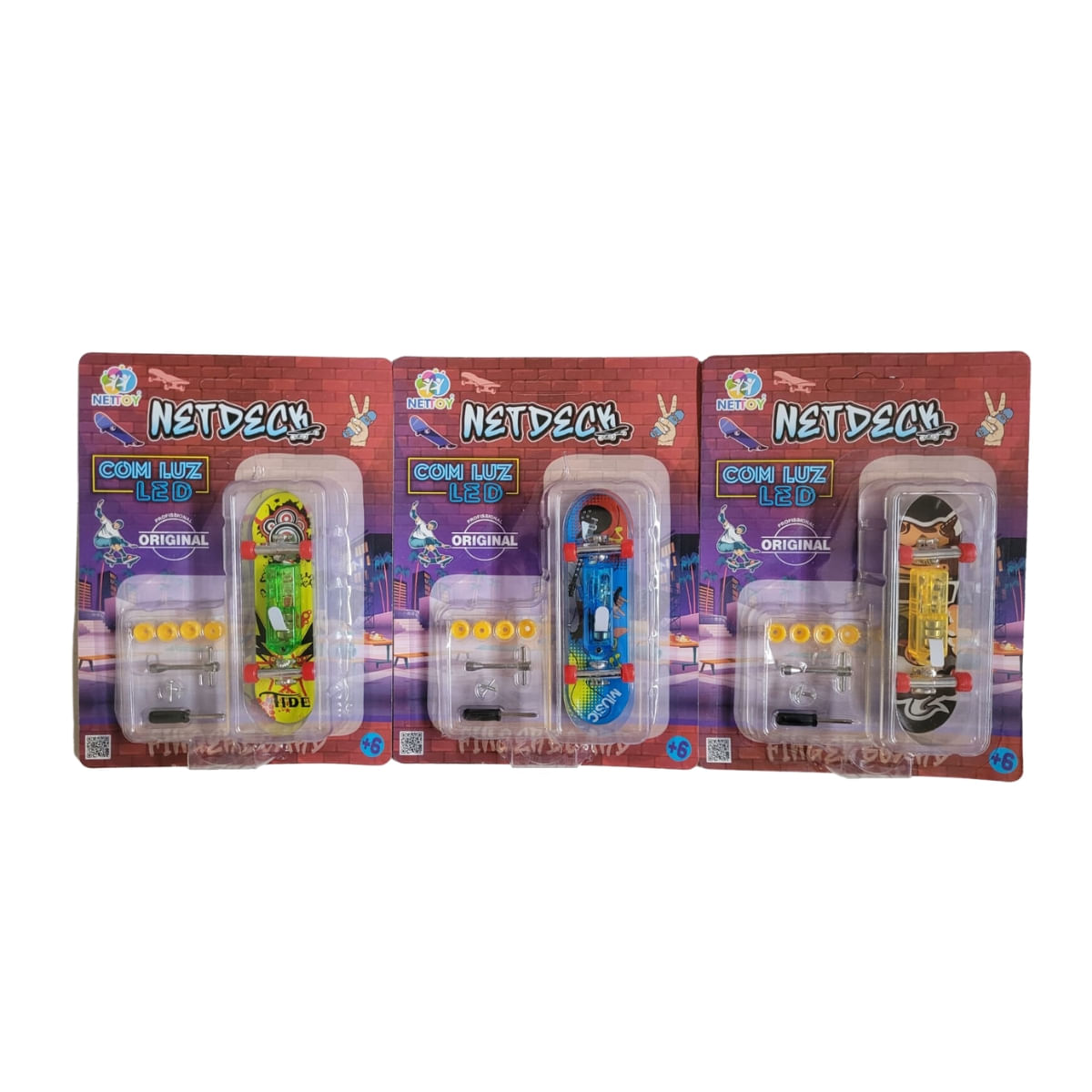 Skate de Dedo Profissional Com Led Netdeck - Nettoy