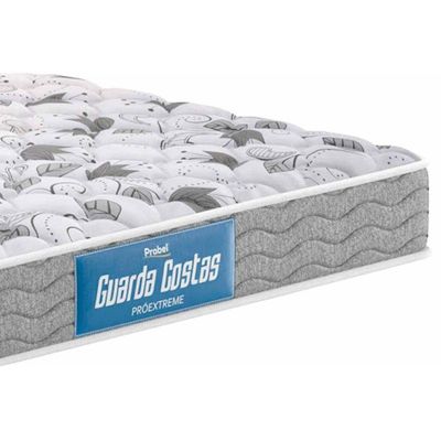 Cama Box Solteiro: Colchão Espuma D45 Probel  Guarda Costas Plus + Base CRC Suede Gray(88x188)