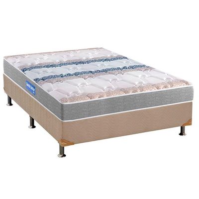 Cama Box Queen: Colchão Espuma D45 Probel  Guarda Costas + Base CRC Suede Clean(158x198)