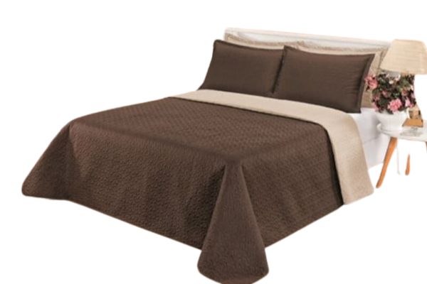 Cobre leito Cobertor 2 travesseiros quarto casal 2,60x2,40 Marrom bege