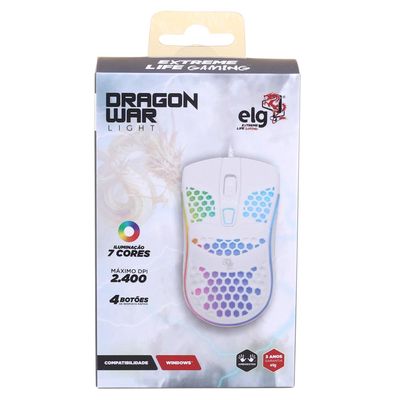 Mouse Gamer 2400dpi ELG Dragon War Light MGDWL2 Branco