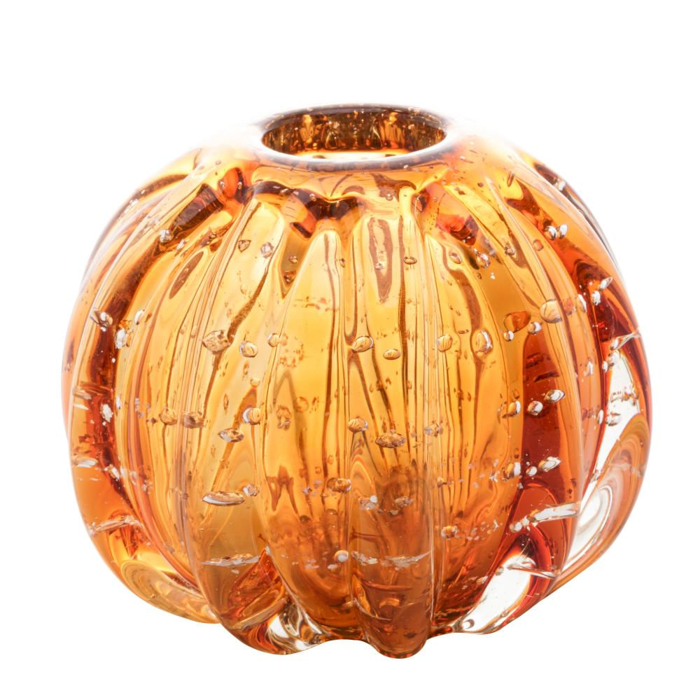 Esfera Wolff Italy de Vidro Âmbar e Dourado 12cm x 10cm