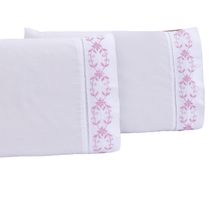16904846762694 Jogo lençol Padrão casal bordado 3 peças branco uva veneza