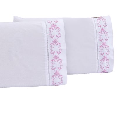 Jogo lençol Padrão casal bordado 3 peças branco uva veneza