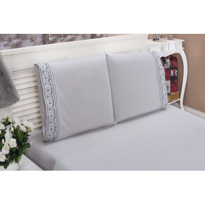 Jogo lençol Padrão bordado 3 peças cinza tulipa quarto casal