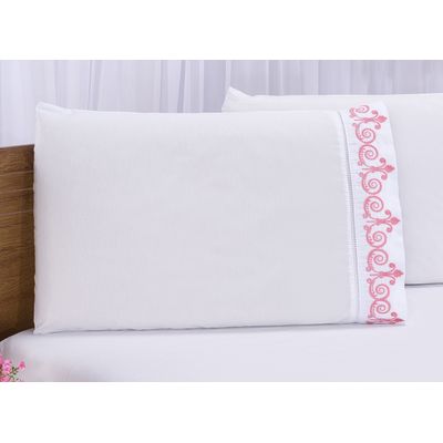 Jogo lençol quarto casal Padrão bordado 3 peças branco rose