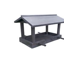 Casinha passarinho comedouro Preto madeira bandeja 34x50