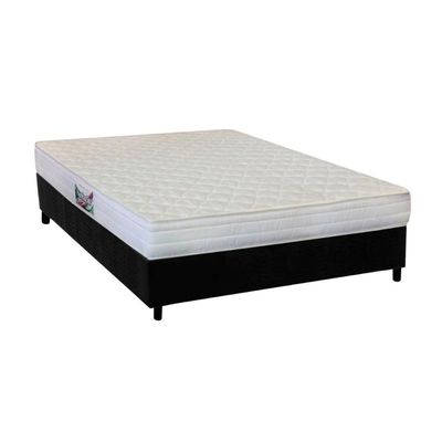 Cama Box Casal: Colchão Anatômico Herval AG65 Frontier + Base CRC Suede Black(138x188)