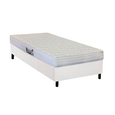 Cama Box Solteiro: Colchão Ortopédico Herval  AG65 Firme Frontier + Base CRC Courano White(88x188)