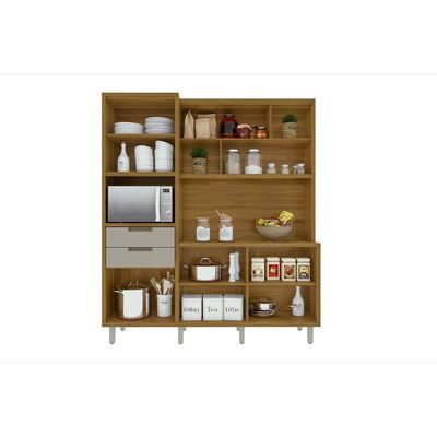 Kit de Cozinha Compacta Loft Imperatriz c/ 6 Portas e 2 Gavetas Freijo/Grafite - Nesher