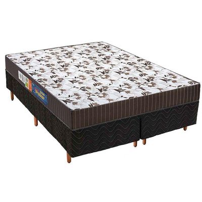 Cama Box Queen: Colchão Espuma Polar D33 Pérola + Base CRC Fantasy Black(158x198)