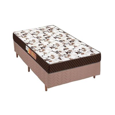 Cama Box Solteiro: Colchão Espuma Polar D28 Pérola + Base CRC Rústico Clean(88x188)