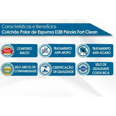 Cama Box Solteiro: Colchão Espuma Polar D28 Pérola + Base CRC Rústico Clean(88x188)