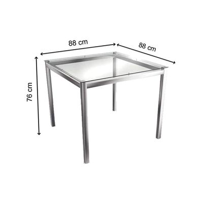 Mesa para Cozinha Reno M002 + Tampo Vidro 90X90cm Polipropileno Preto - Kappesberg