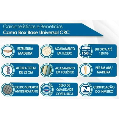 Cama Box Solteiro: Colchão Molas Bonnel Luckspuma Montreal Spring + Base CRC Courano White(88x188)