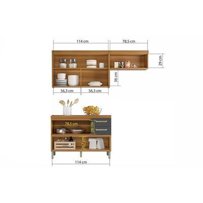 Cozinha Modulada Nesher Princesa  2 Peças (1 Armário + 1 Balcão) C2P21 Freijo/Off White
