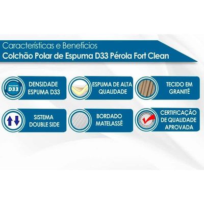 Cama Box Solteiro: Colchão Espuma D33 Polar Pérola + Base CRC Rústico Clean(88x188)