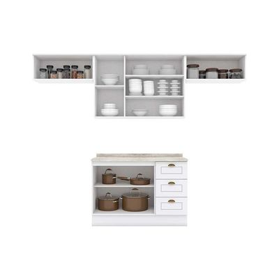 Cozinha Completa Americana 5 Peças (3 Armários + 1 Balcão + 1 Complemento) C5P11 Branco - Henn